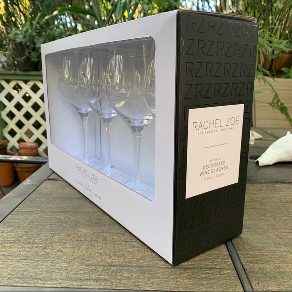 Rachel Zoe Dining Nwt Rachel Zoe Christmas Tree Wine Glasses 4